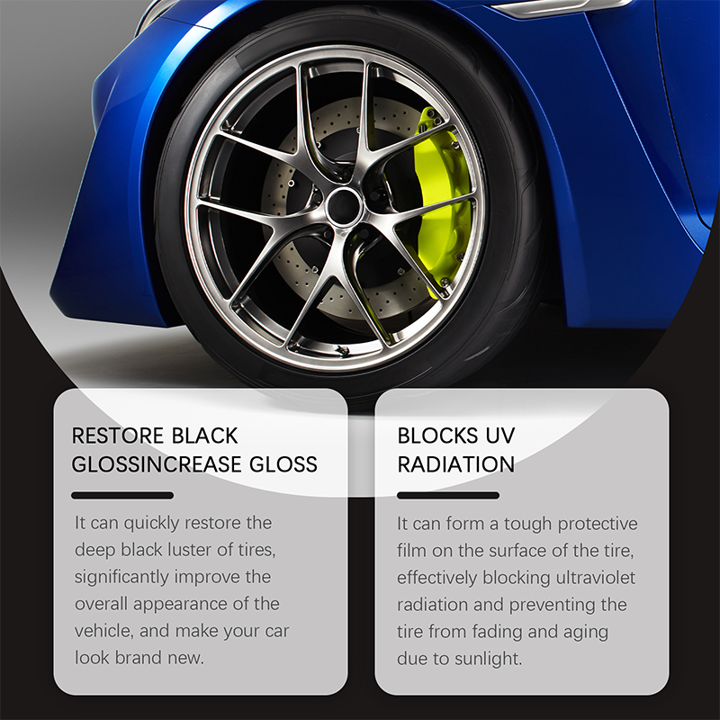Tire wax – restores black gloss, blocks UV, repels dirt. Easy & quick!