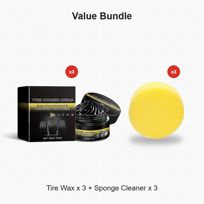 Tire wax – restores black gloss, blocks UV, repels dirt. Easy & quick!